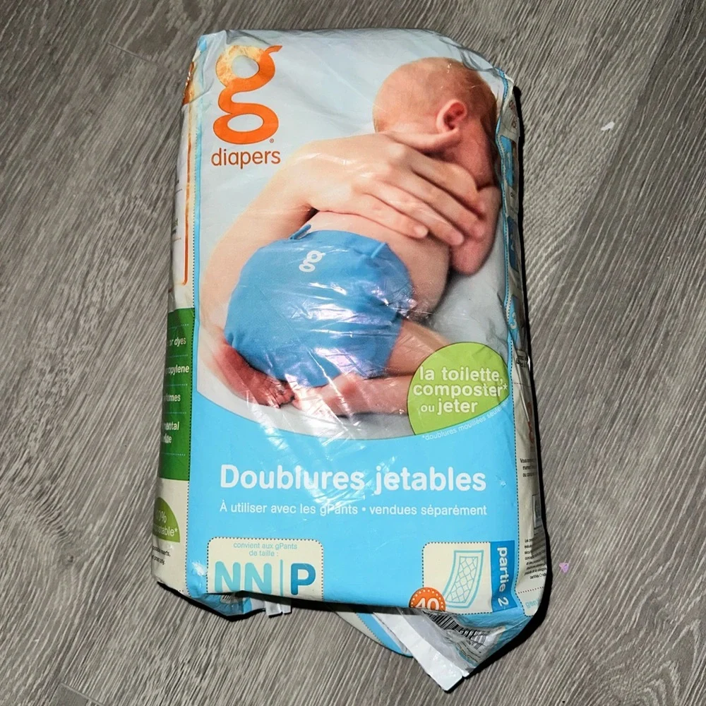 NEW gDiapers Flushable Disposable Inserts Size Newborn/Small 6-14lbs 40 count